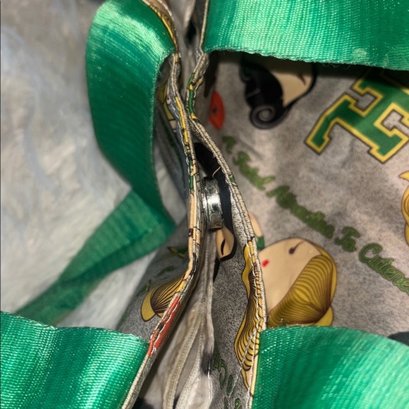 Harajuku Lovers Bag Green Top Snap Closure Shopper Shoulder tote Sports Motif - Picture 4 of 9